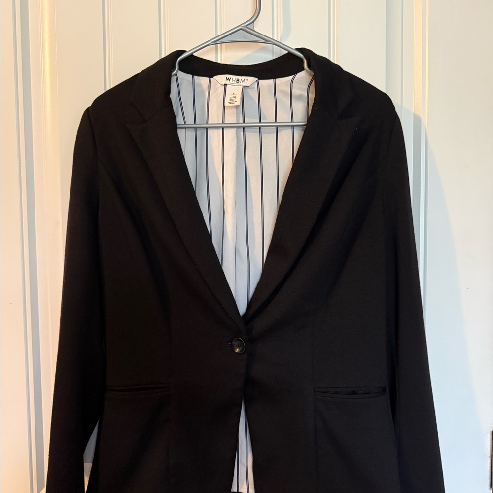 White House Black Market Black and White Striped Blazer